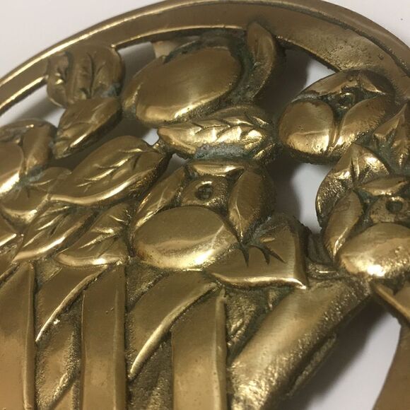 1980’s Rubel Design Floral Brass Footed Tr… - Picture 8 of 11